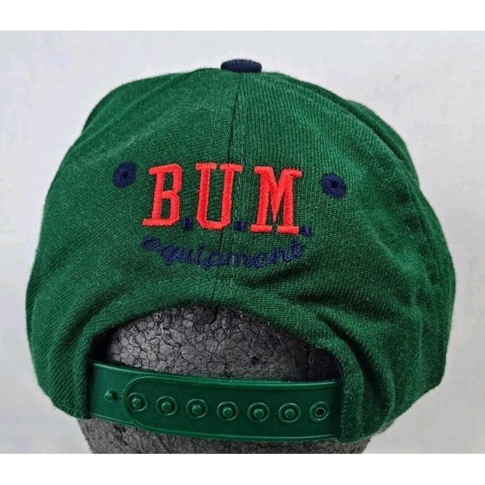 Vintage Bum Equipment B.U.M. Adjustable Strapback Hat Cap 90s Green Blue Gold - Picture 3 of 7